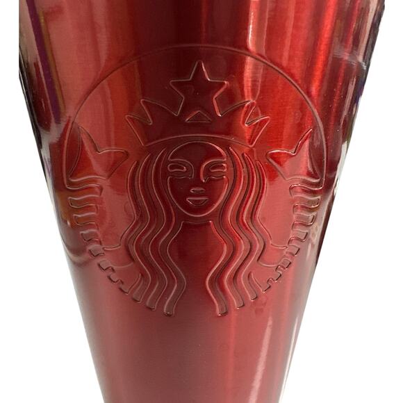 2014 Starbucks Red 16 oz Stainless Steel Cold Cup Tumbler - Picture 2 of 5